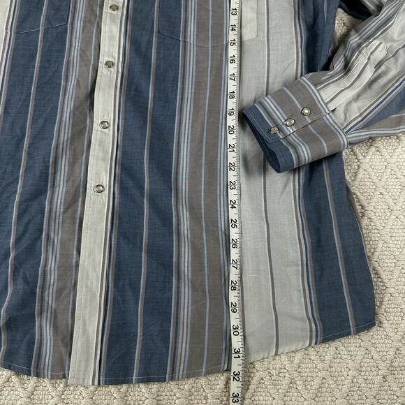 Canyon Guide Outfitters Pearl Snap Western Shirt 2XL Blue Gray Striped Long Slv - Picture 7 of 7